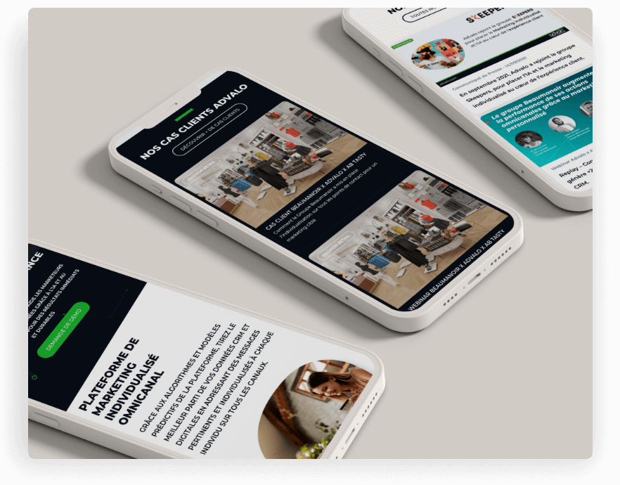 Affichage mobile des cas clients Avaloq
