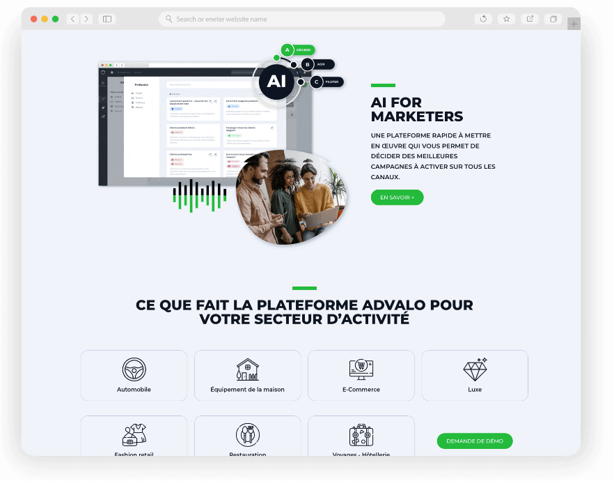 Plateforme IA pour améliorer le marketing digital.
