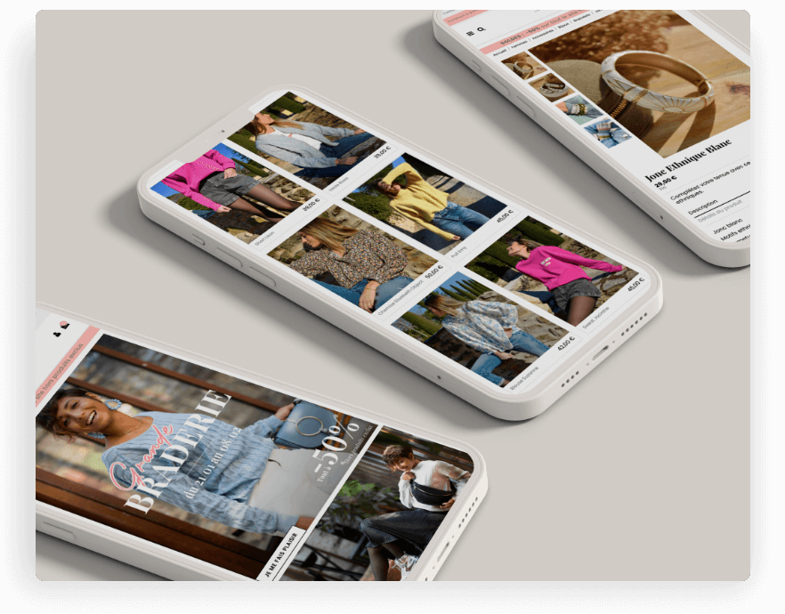 Smartphones affichant des vêtements de mode tendance.