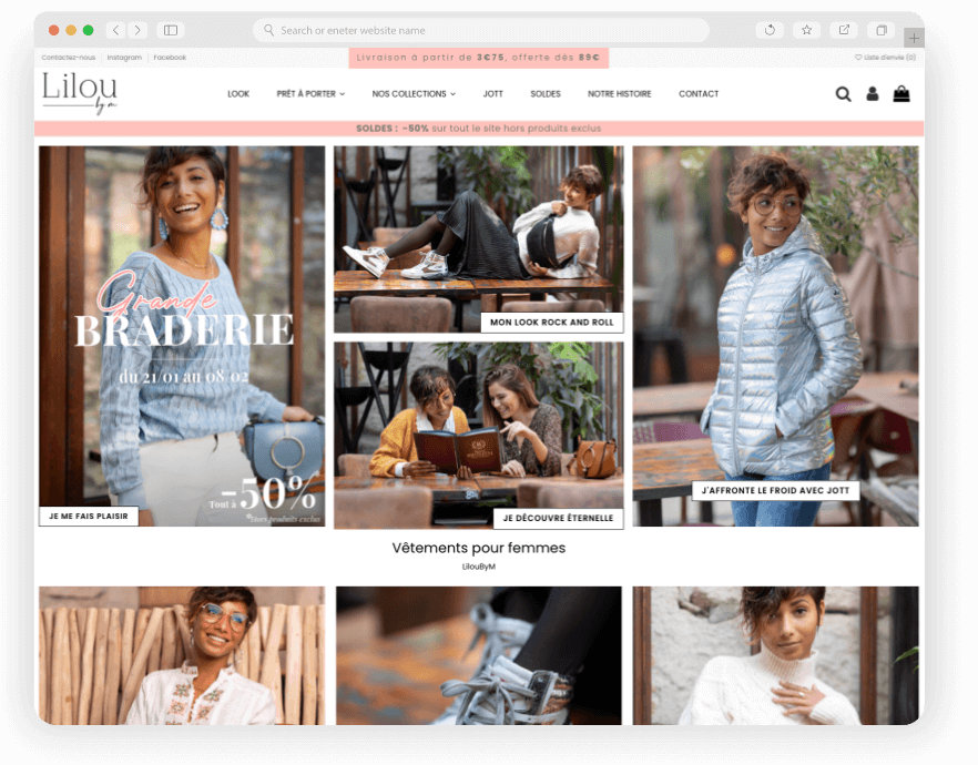 Grande braderie mode femme, vêtements et accessoires tendance.