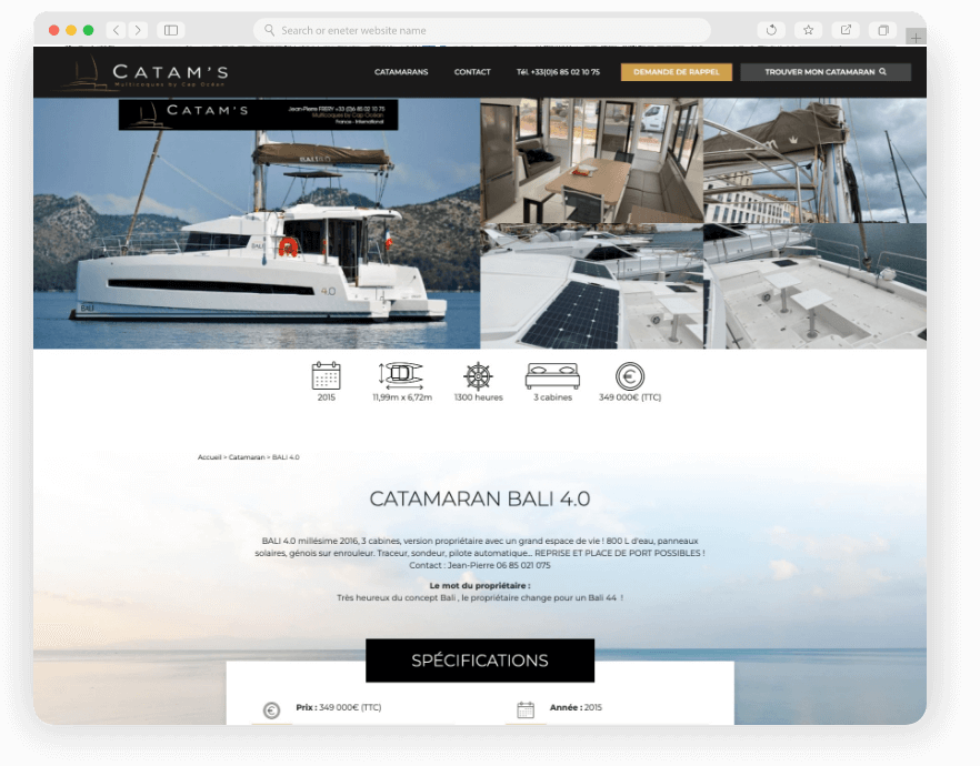 Catamaran Bali 4.0 en vente, vue extérieure.