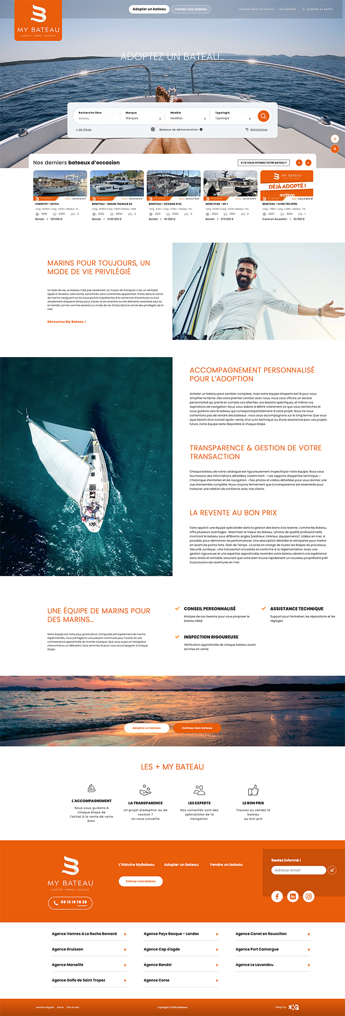 Page d'accueil de My Bateau, adoption de bateaux.