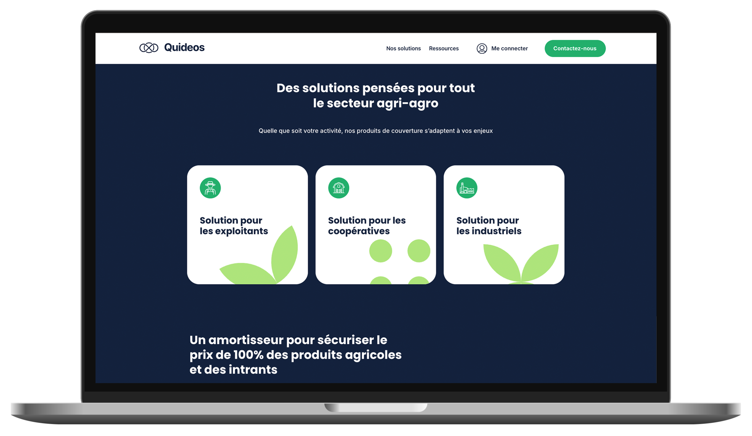 Page web Quideos pour solutions agri-agro.