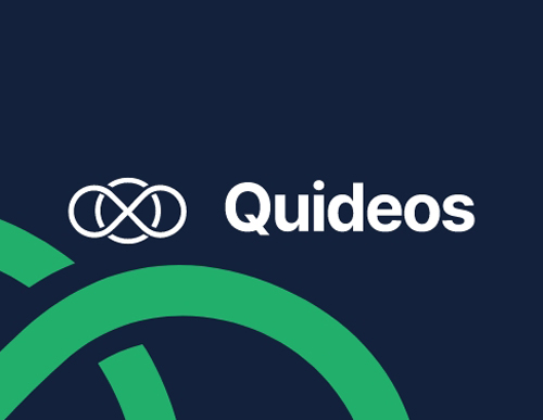 Logo Quideos sur fond bleu foncé