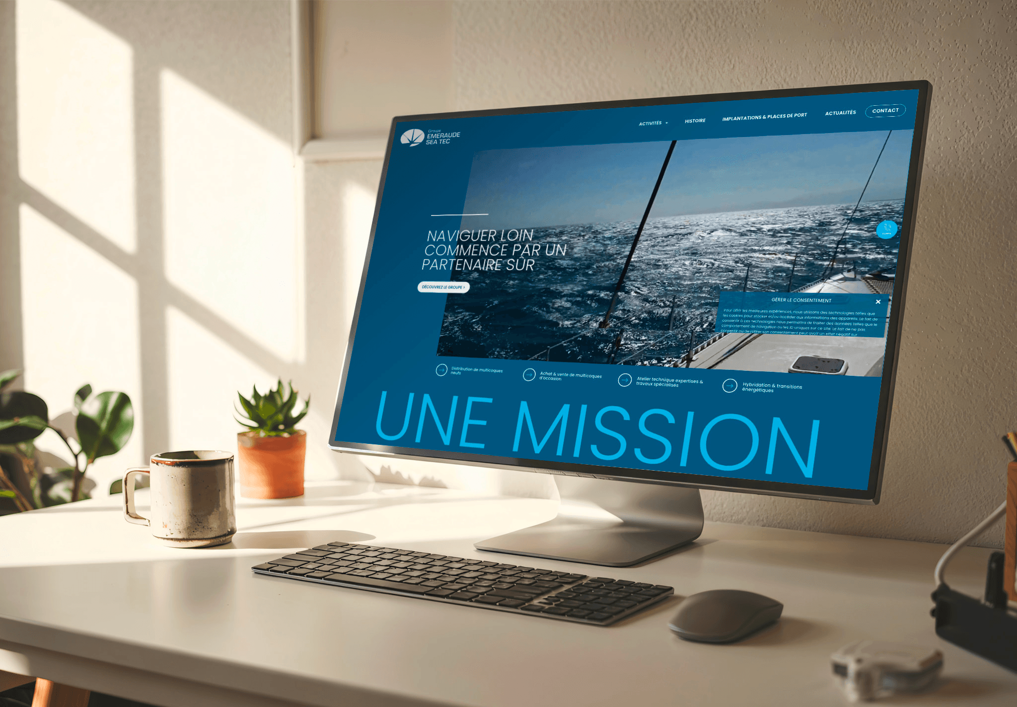 Écran d'ordinateur avec site web nautique